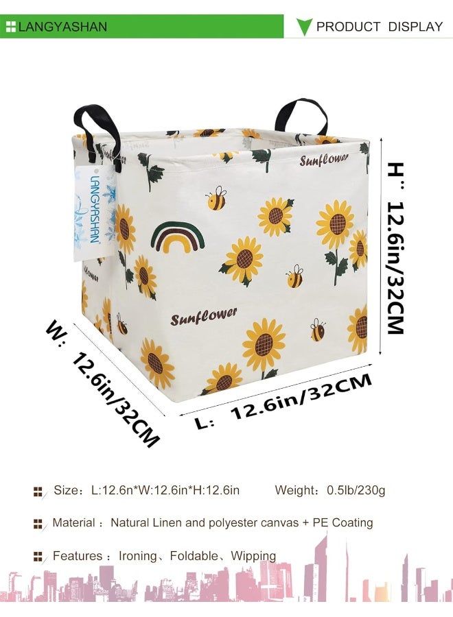 LANGYASHAN Square Storage Baskets Waterproof Canvas Children Laundry Nursery Hamper for Shelves Gift Baskets Toy Organizer Room Decor - Image 2
